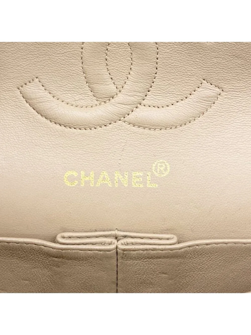 Chanel Shoulder Bag Quilted Lambskin Beige Gold